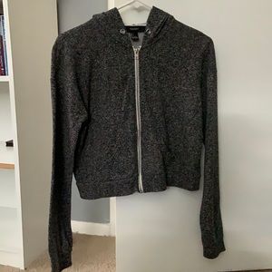 Heather black cropped zip up hoodie